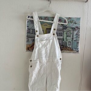 Pilcro and the Letterpress White Cotton Overalls Jumpsuit